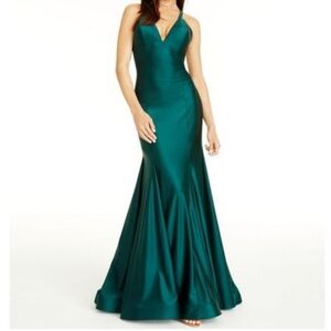 BLONDIE NITES Green Tie Back Spaghetti Strap Formal Dress Juniors tie back 0